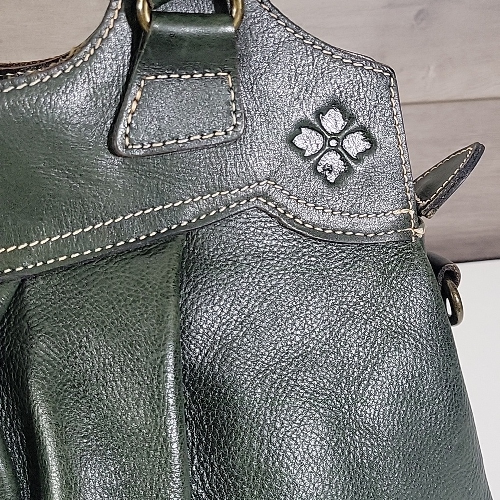 Patricia Nash Dark Green Leather Napoli Satchel Handbag Purse Tote - Picture 3 of 16